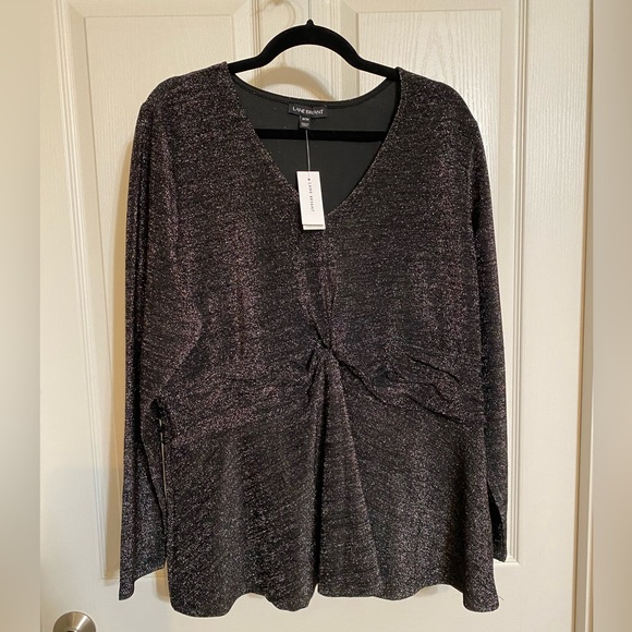 Lane Bryant Illusion Collection Womens Top Black Silver Sparkle - Picture 1 of 6